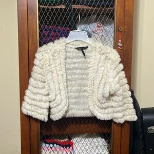 Bcbg Max Azria rabbit fur and wool bolero